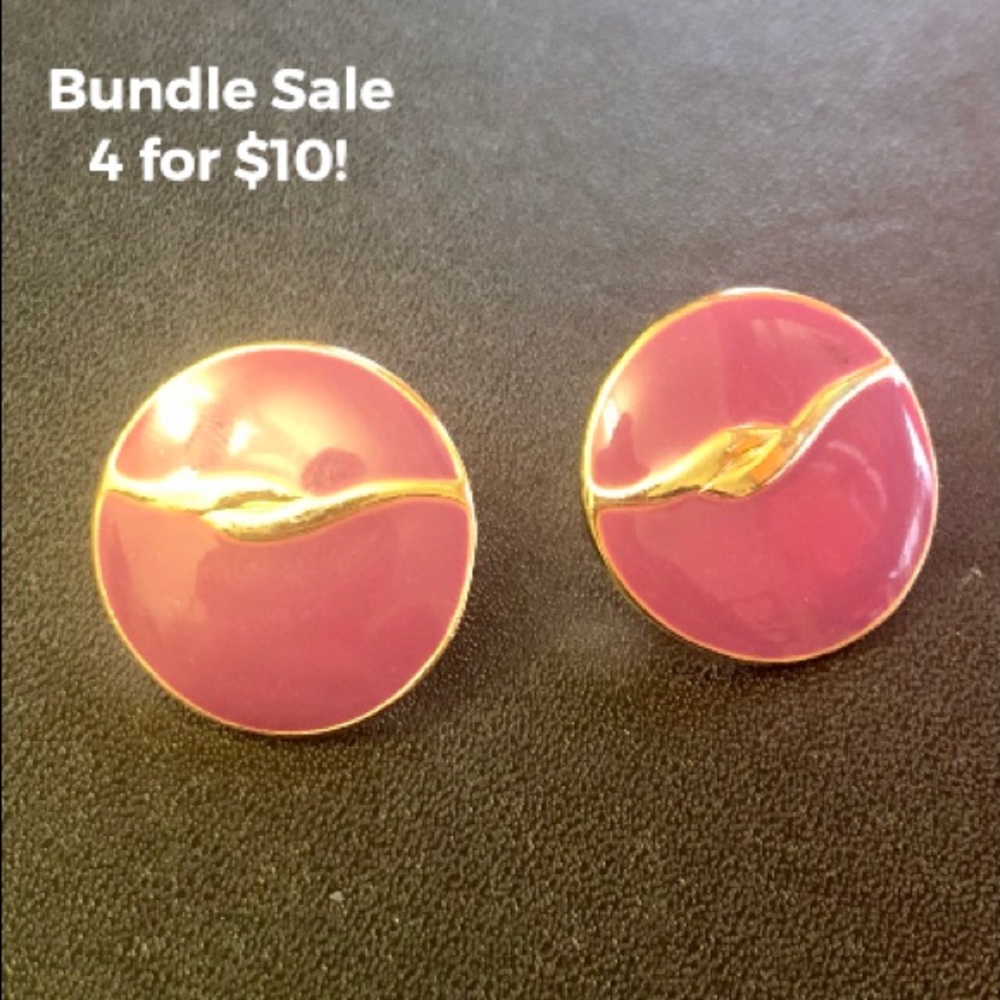 Vintage Burgundy Enamel Earrings